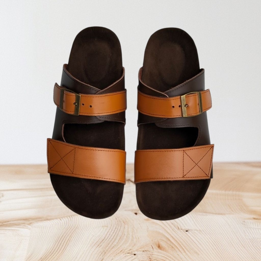 Sandal Slop Pria Kulit Asli Casual Sendal kulit Asli Pria