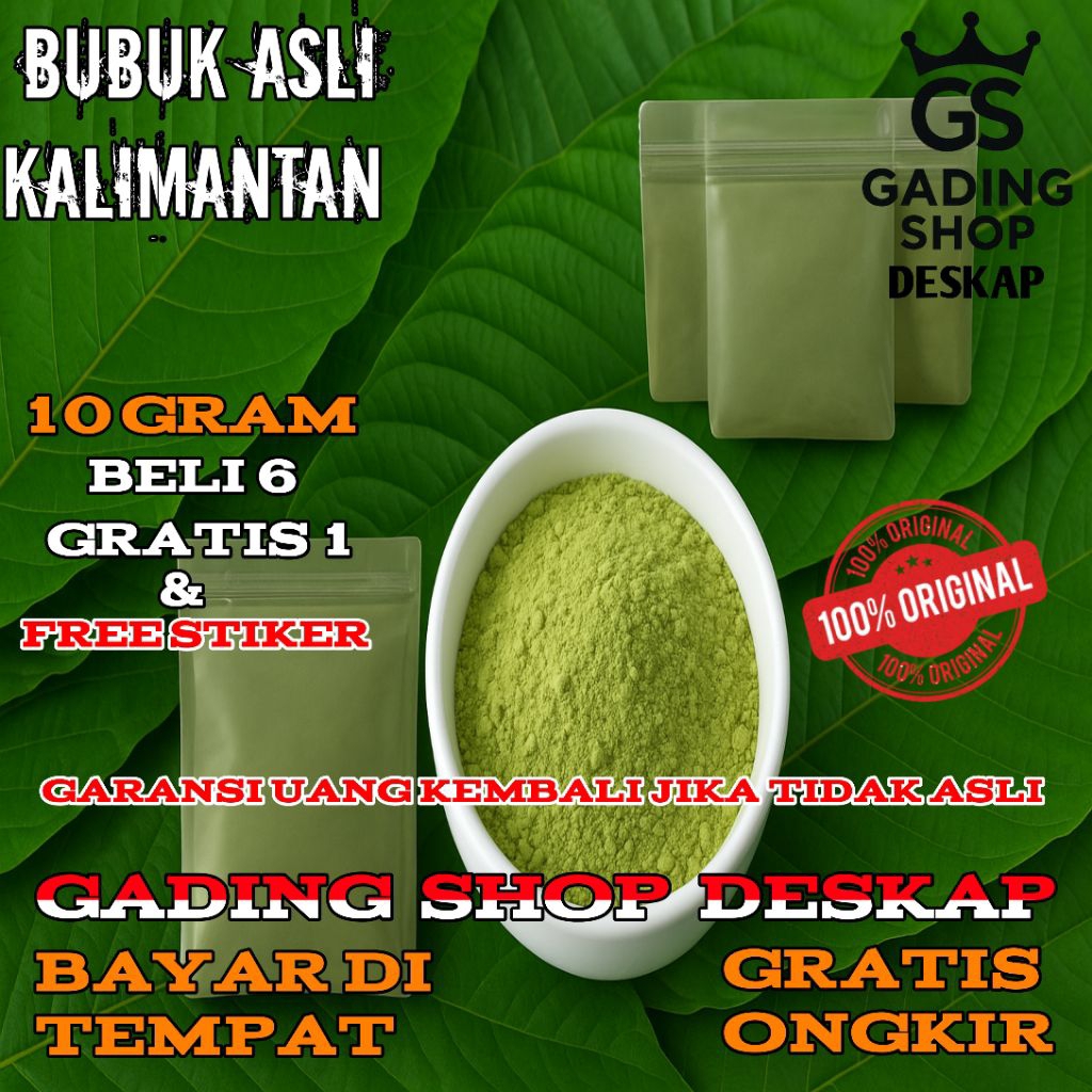 

Gading Shop Deskap - Bubuk Daun Mitragyna Speciosa Asli ll Kemasan 10gr