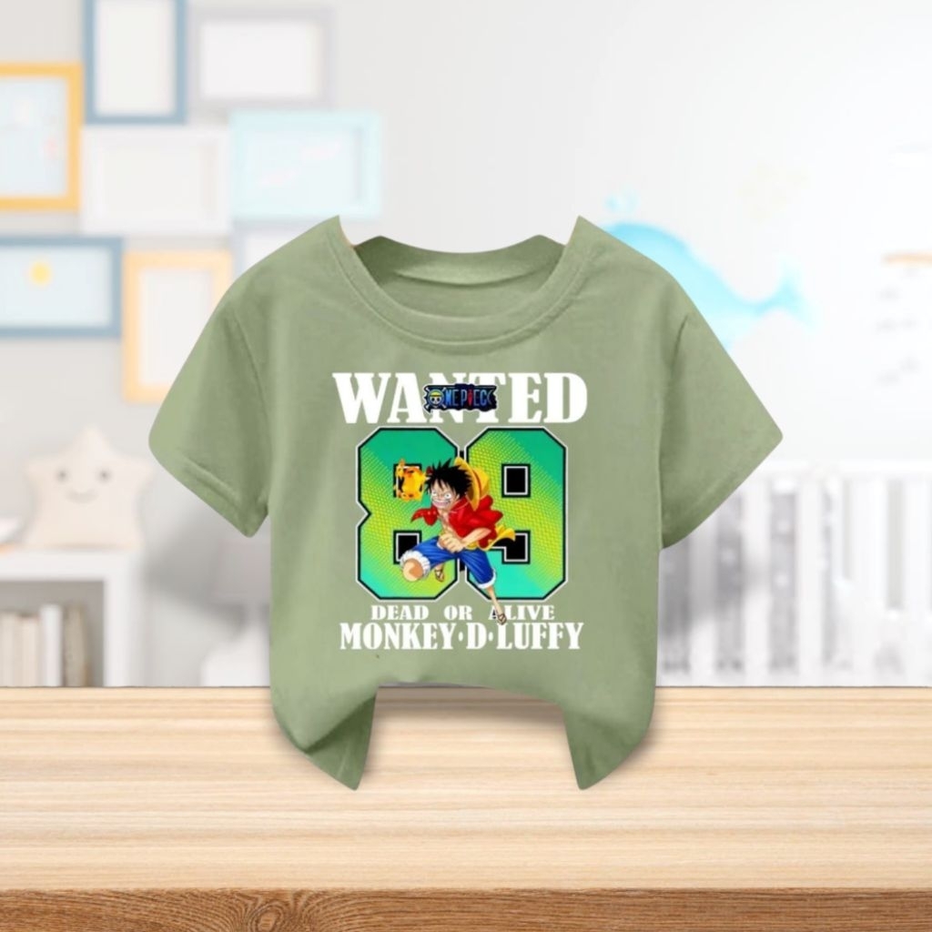 Baju kaos anak untuk cowok cewek motif One Piece 89 bahan soft katun