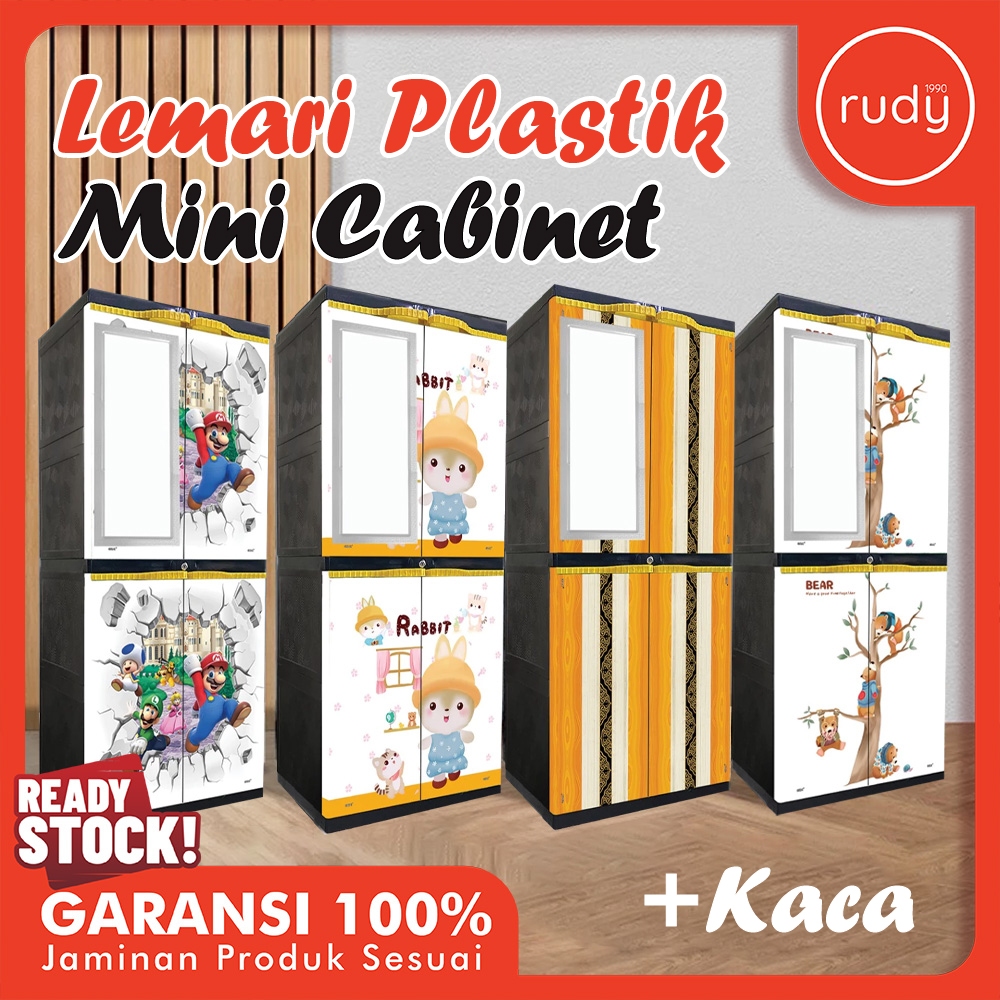 Lemari Plastik Sinbak Mini Cabinet + Kaca | Lemari Anak | Lemari Baju
