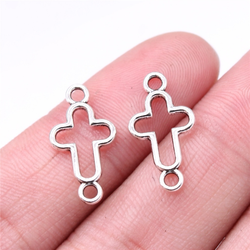 [20 pcs] besi konektor salib 20x11mm 0.47g charm alloy DIY tambahan kerajinan aksesories