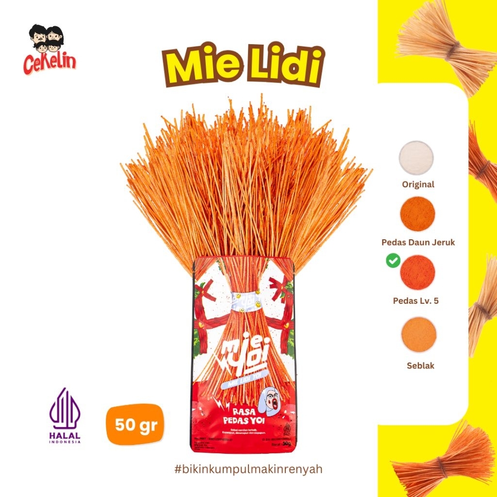 

Mie Lidi Yoi Pedas Level 5 uk. 50 gram / Mie Lidi Pedas Lvl 5 uk. 50gr