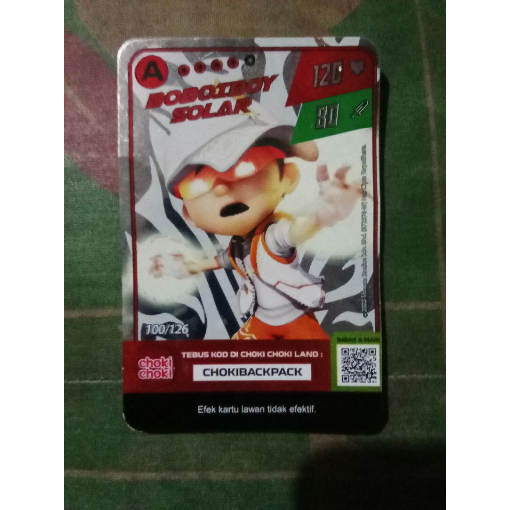kartu Choki Choki Boboiboy foil Boboiboy solar