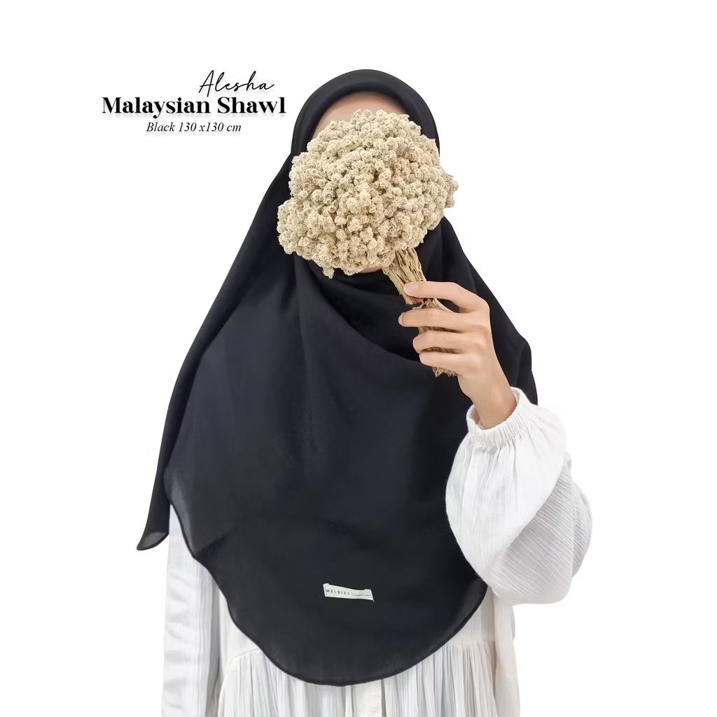 MELBIZY Alesha Shawl | Oval Malaysian Square | Hijab Syar'i | Hijab Segiempat Jumbo