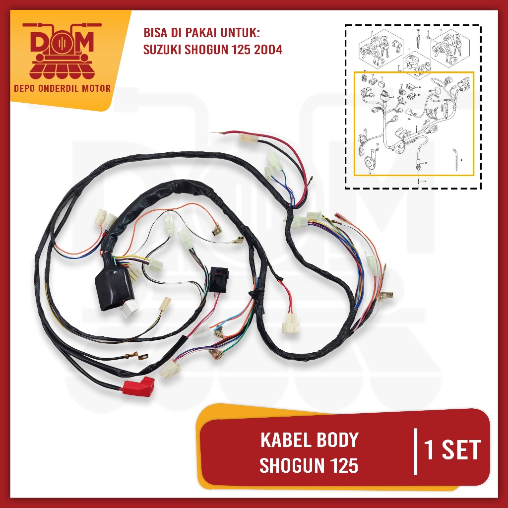 Kabel Body Shogun 125 (PSP) Harness Wire Cable Bodi Set Motor Suzuki Shogun 125 Tahun 2004