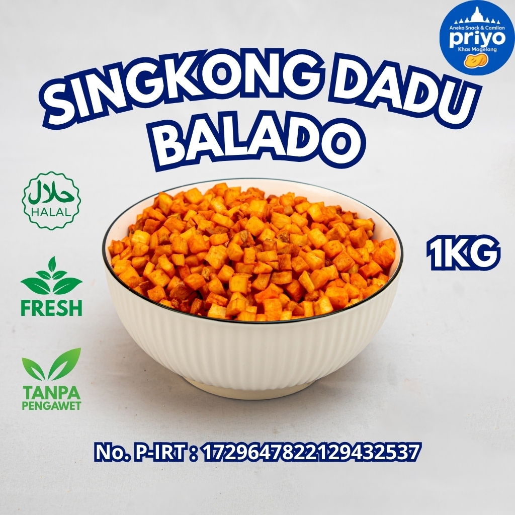 

Singkong Dadu Balado 1Kg Priyo Snack Renyah Pedas Gurih Halal Tanpa Pengawet