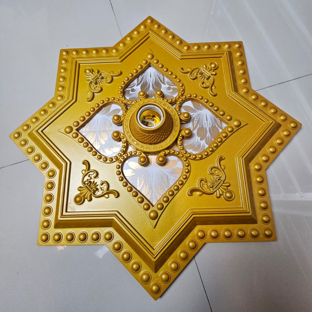 Fiting Lampu Ornamen 45X45CM - Fiting Ornamen Plafon Hias PVC/GRC FITING BESAR dekorasi plafon