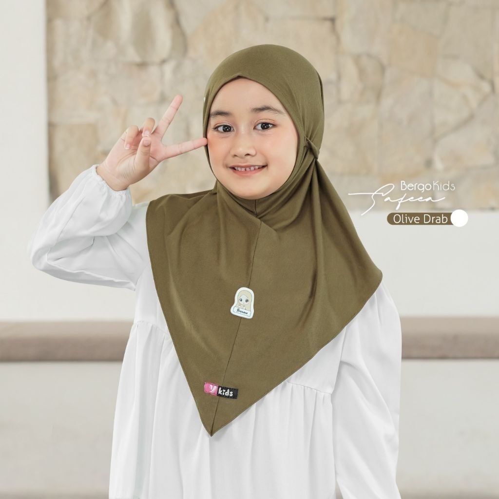 Bergo Safeea Kids ORI by Yessana // Jilbab Instan Anak Softpad Detail Tali Aktif