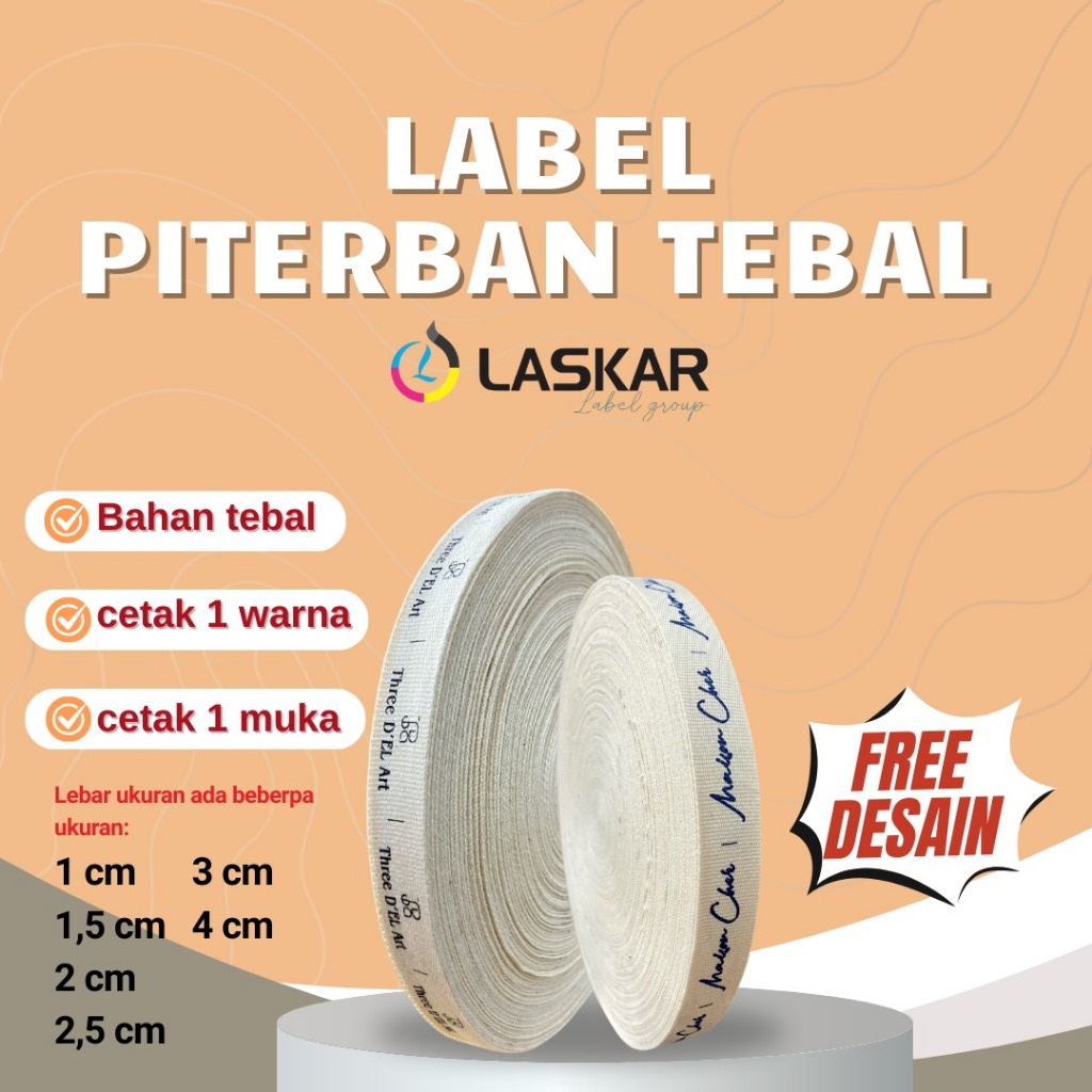 

label piterban tebal custom printing lebel tag baju nama sendiri washing care wash taffeta merek