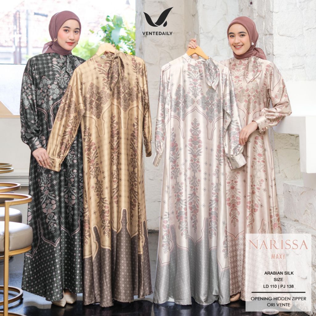 (NEW) GAMIS DRESS NARISSA BY VENTE // WANITA FASHION MUSLIM KEKINIAN  //MUTIARA#10 MAXY BY NADHIFA F