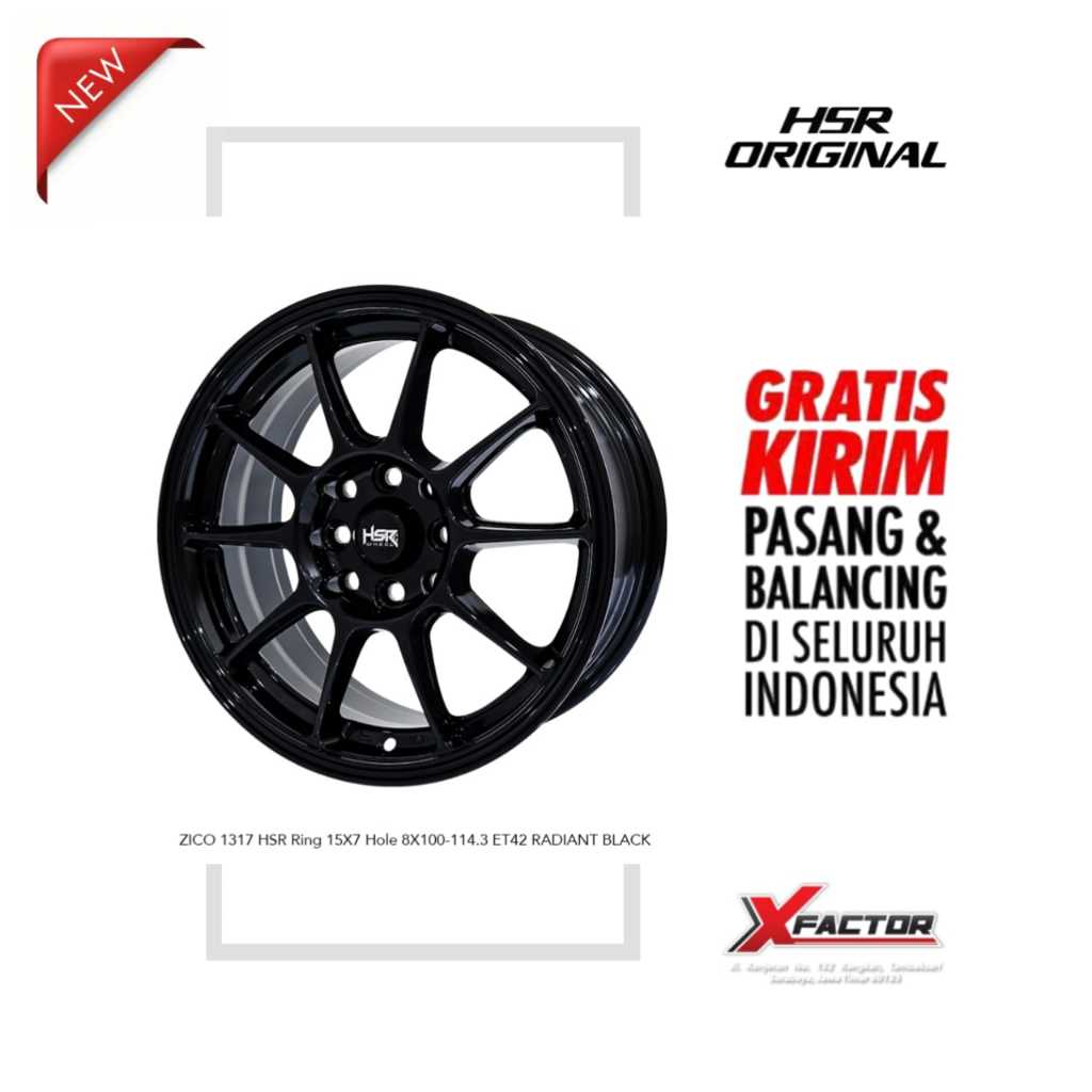 VELG R15 HSR ZICO 1317 HSR R15X7 PCD 4X100-4X114,3 ET42 RADIANT BLACK