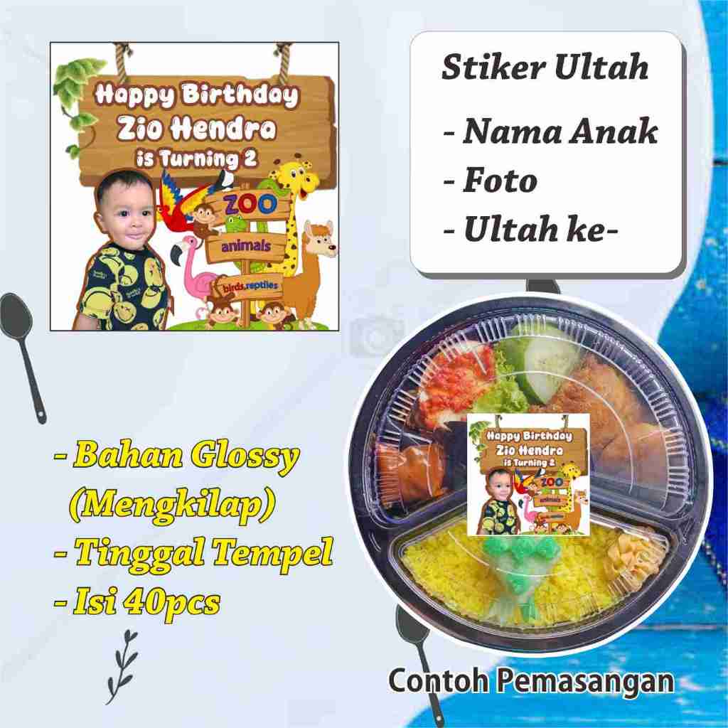

[COD] 40pcs Stiker Ultah Anak Tema Zoo Label Ulang Tahun Murah