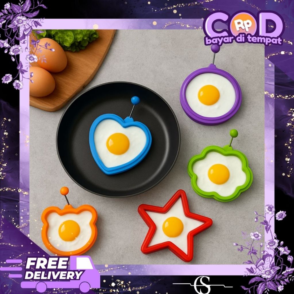 Cetakan Telur Ceplok Silikon / Cetakan Telur Bahan Silikon Anti Panas & Anti Lengket Telur Omellet