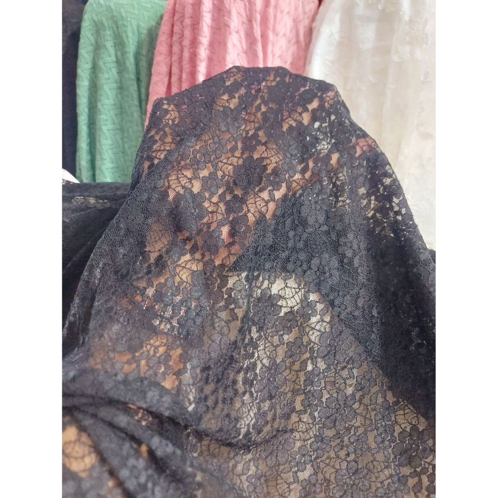 kain brokat premium  - kain brokat kebaya  - kain brokat stretch  - kain brokat meteran ( hitam ) dr