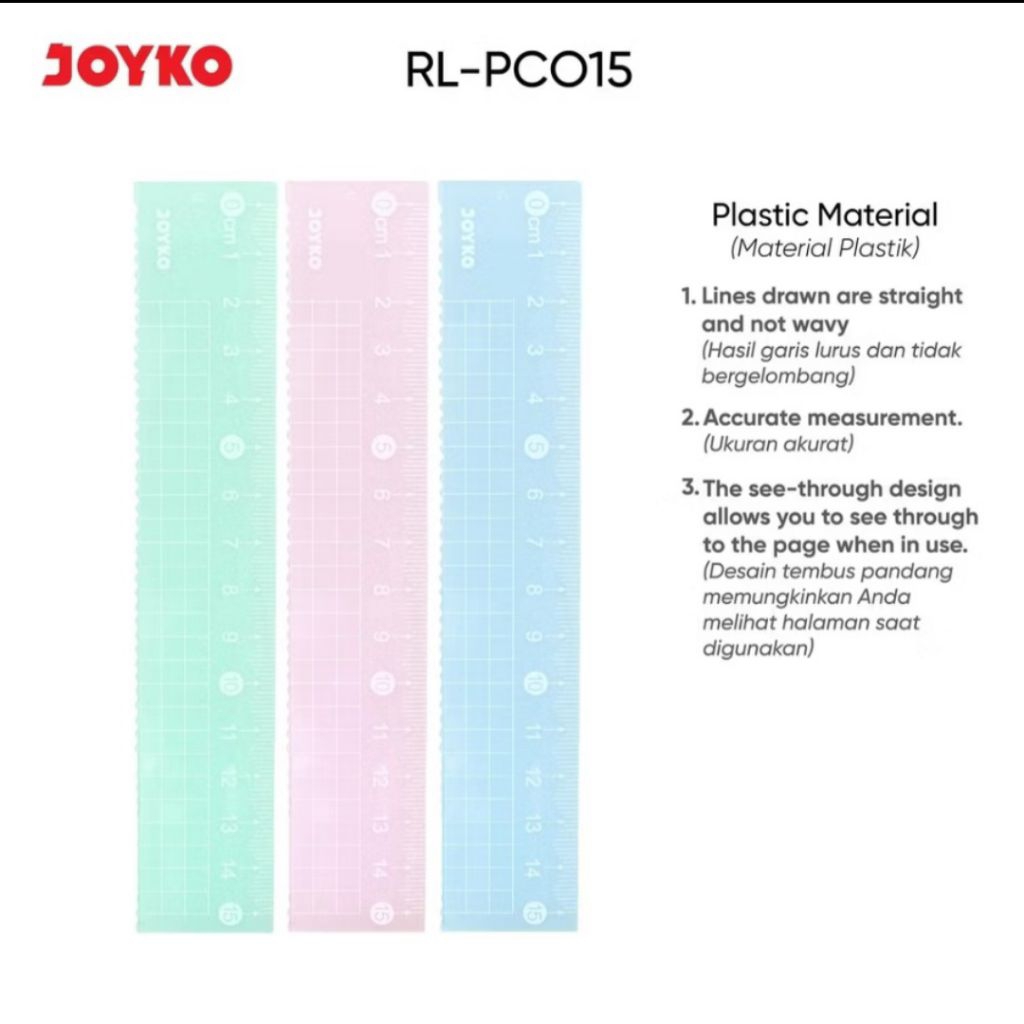 

JOYKO Ruler Penggaris RL-PCO15cm Pastel Color