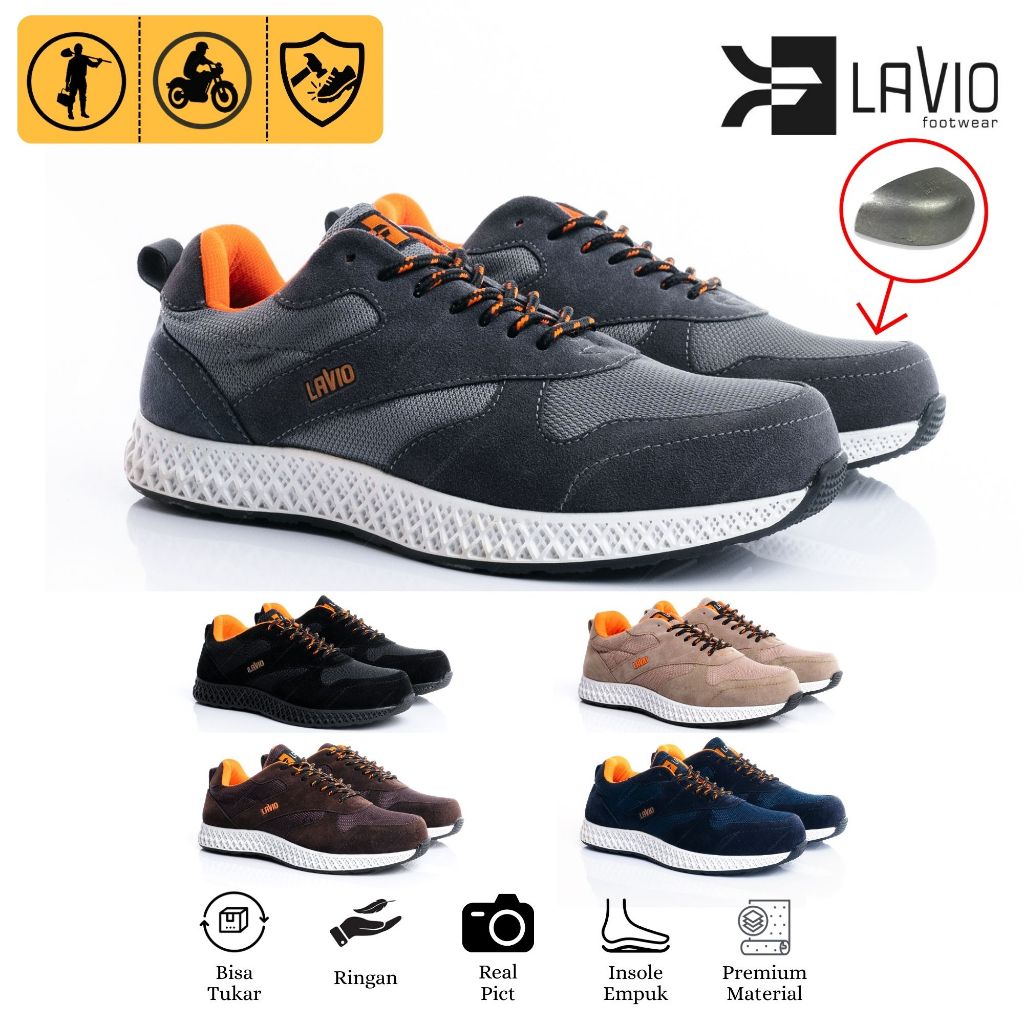 Sepatu Safety Sneaker Sport Keren Ujung Besi Sepatu Outdoor Pria Model Sporty Casual Lavio Alden