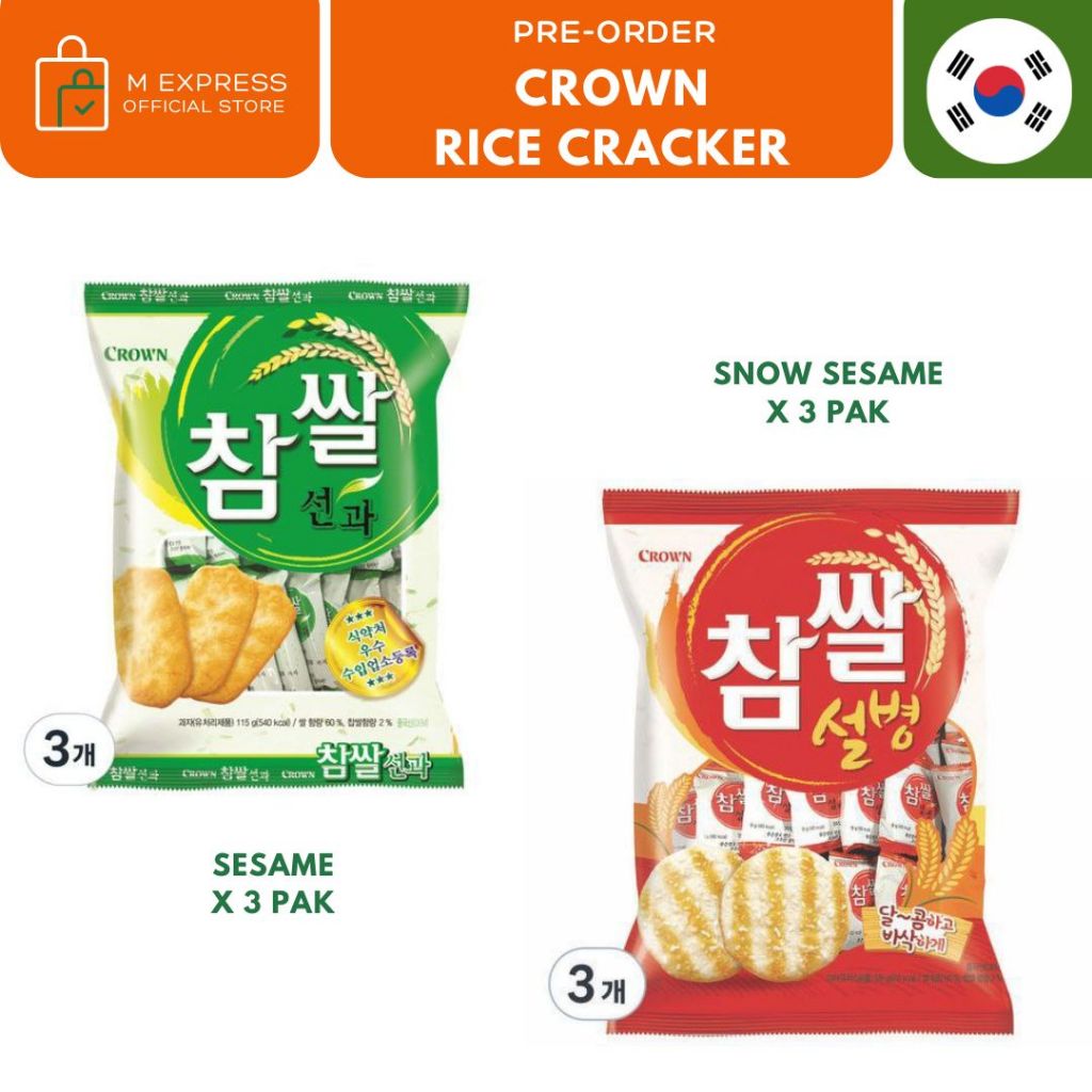 

[M EXPRESS] CROWN korean sesame rice cracker bundling triple - snack beras korea