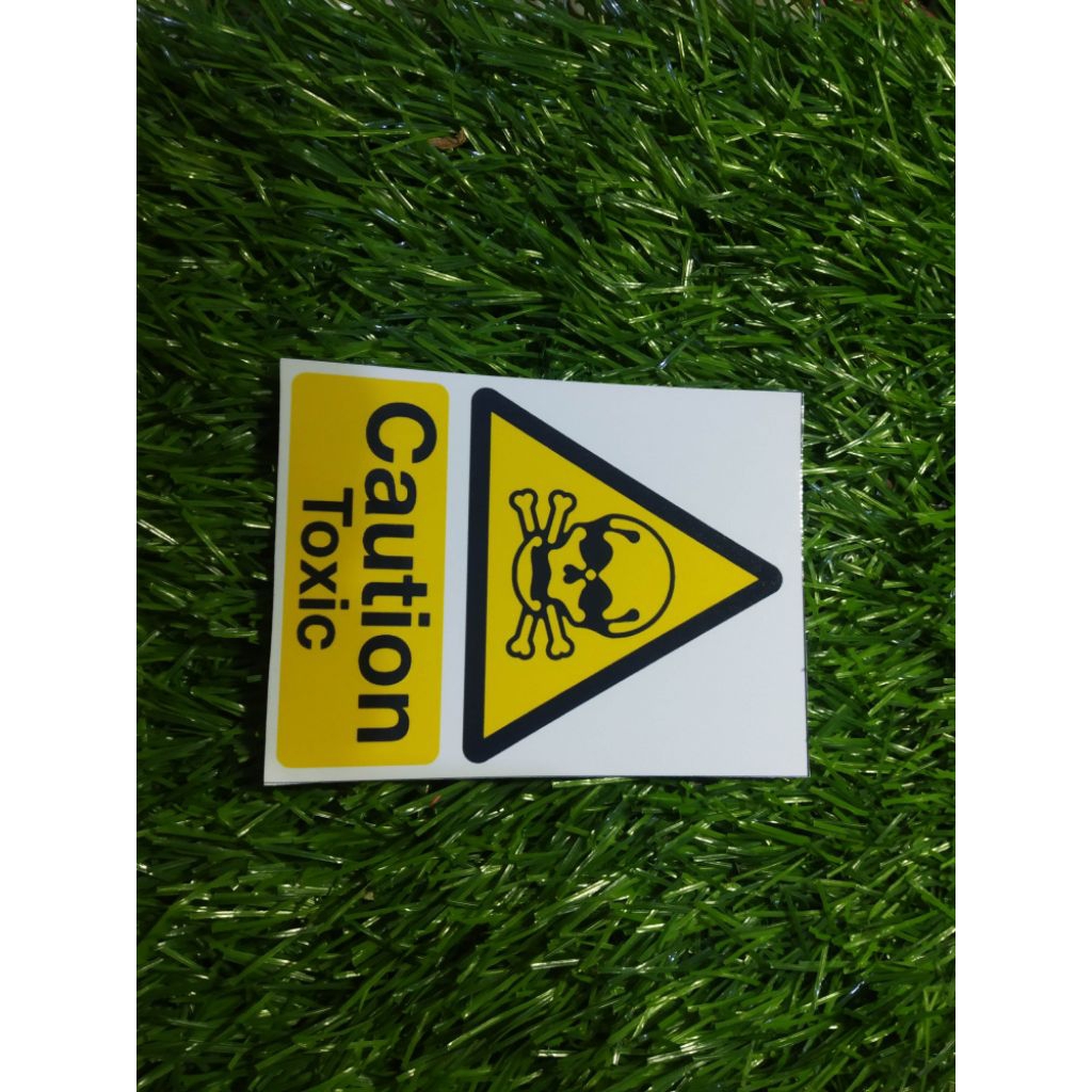 

stiker vinyl caution toxic