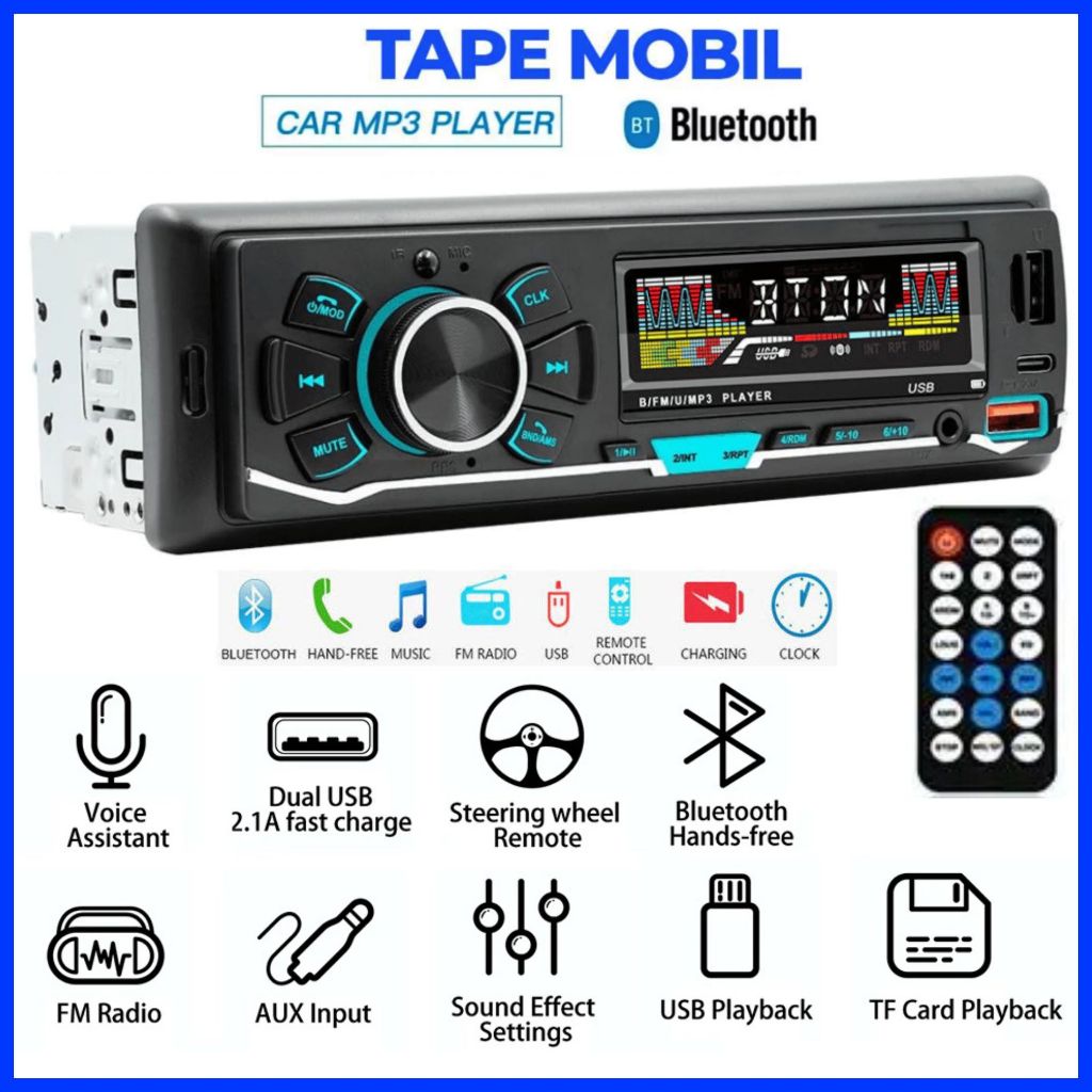 COD Occkic Tape Mobil Avanza Pick Up Kijang Audio MP3 Player Bluetooth Dual USB Hands Free ISO -HL32