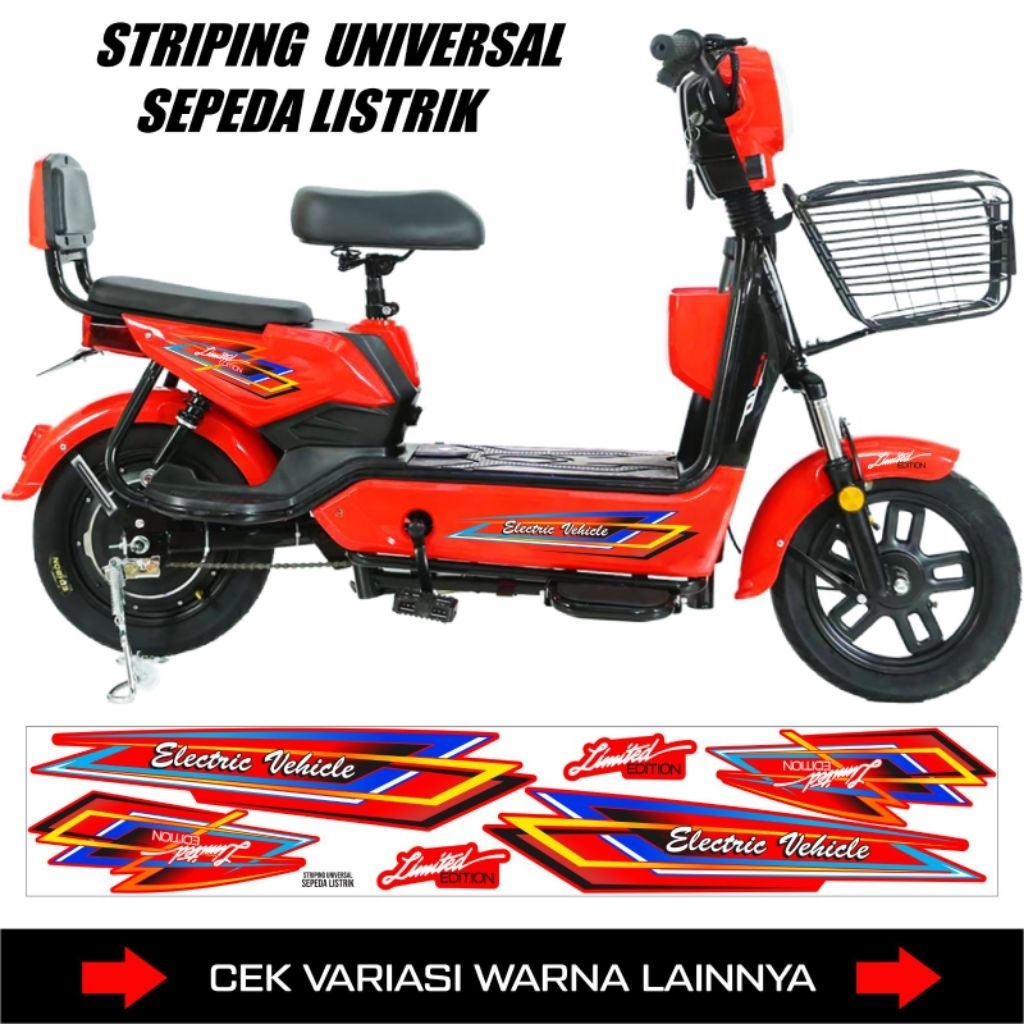 Stiker Striping Sepeda Listrik Universal Masuk Semua Jenis Tipe Sepeda Listrik anak / Sticker Decal 