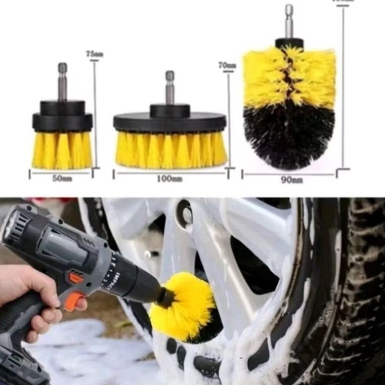 Drill Brush Set 3PCS Sikat Bor Pembersih Keramik Kloset Kamar Mandi Dapur Power Scrubber