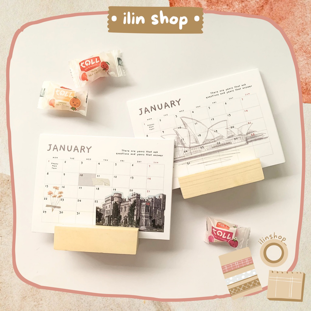 

[FREE SEP-DES 2025] 2026 Desk Calendar Planner Landscape Aesthetic Minimalist Vintage Colorful Monochrome | Kalender Meja Estetik Custom Tema Vintage Monokrom