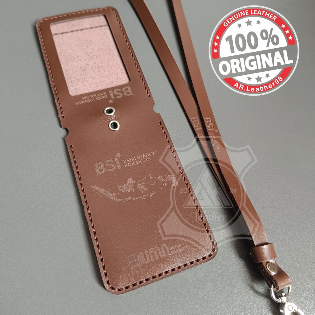 

ID Card Holder Flip Magnet Kulit – Free Custom Cetak Logo/Nama – Name Tag Holder Kulit Sapi