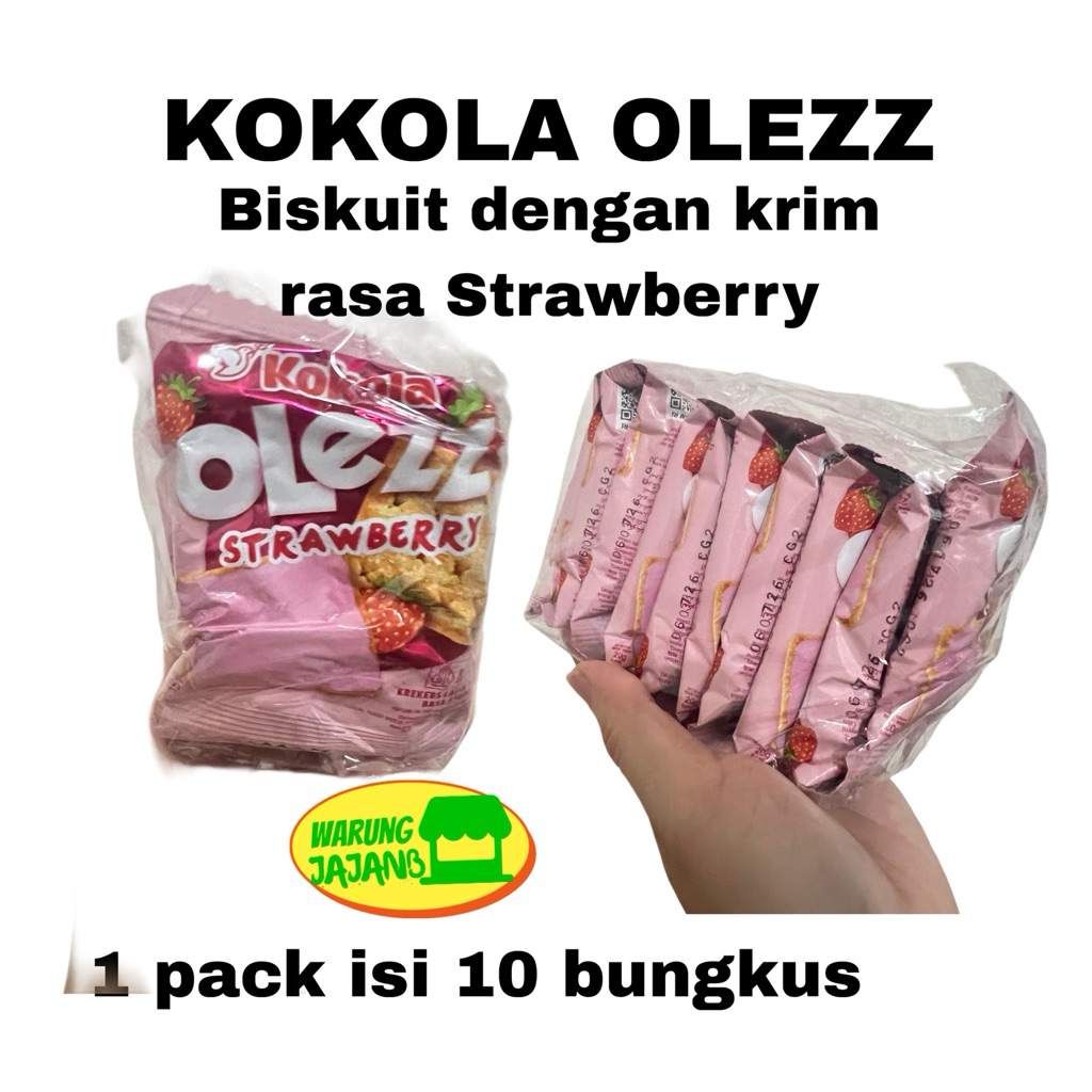 

Biskuit Olezz Strawberry dengan krim rasa stroberi 1 pack isi 10 bungkus x 20gr