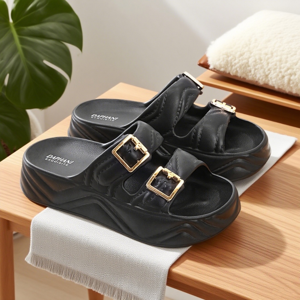 Sepatu Sandal Wanita Kekinian Terbaru Platform Karet Nyaman Perempuan Dewasa Hak 4.5CM