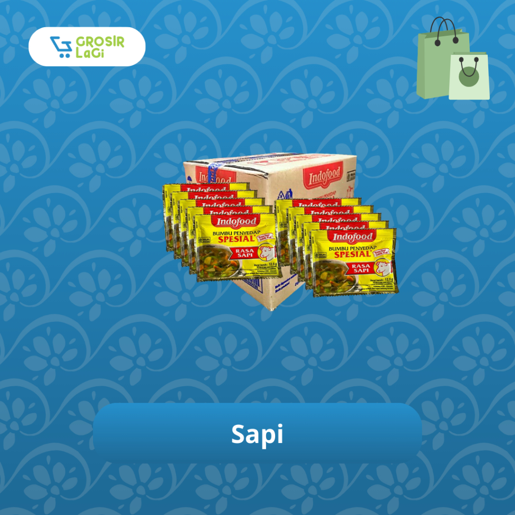 

INDOFOOD BUMBU PENYEDAP SPESIAL RASA SAPI PER DUS ISI 288 RENCENG ISI 12 RASA \AYAM KAMPUNG\SAPI