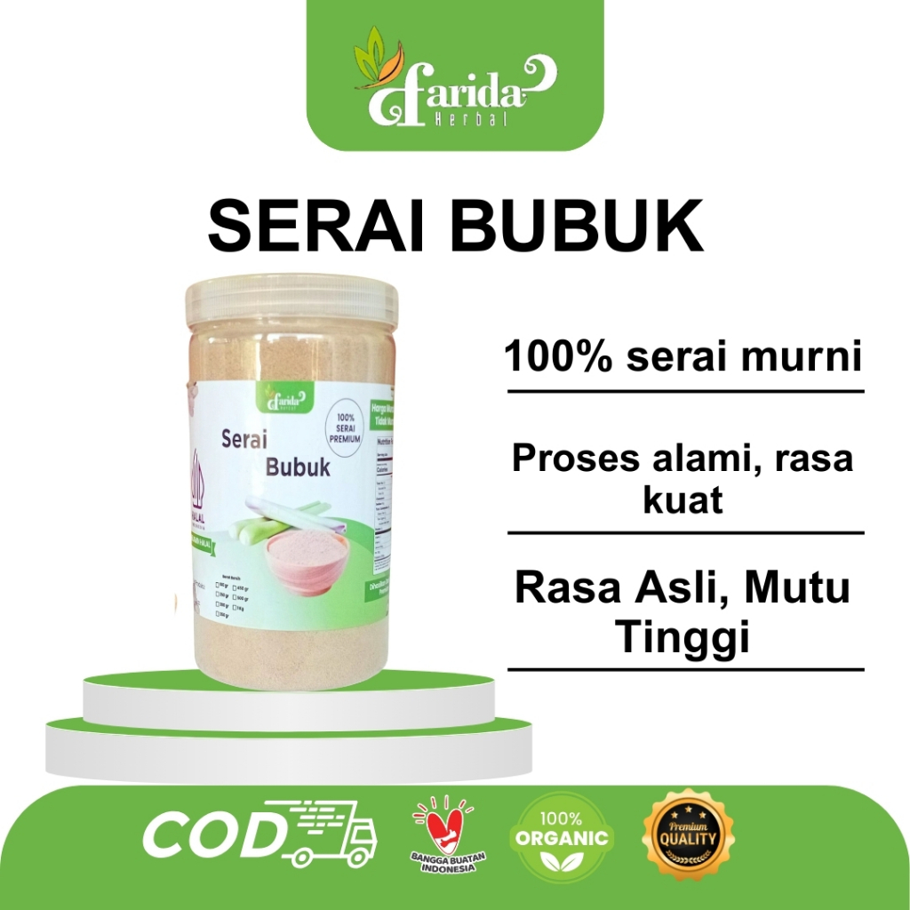 

Serai Sereh Bubuk Tradisional Tanpa Pengawet Kemasan Toples Farida Herbal Siap Pakai 100% Asli