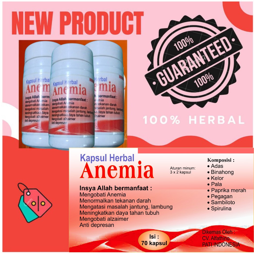 OBAT ANEMIA  I  KAPSUL HERBAL ANEMIA  isi 70 kapsul