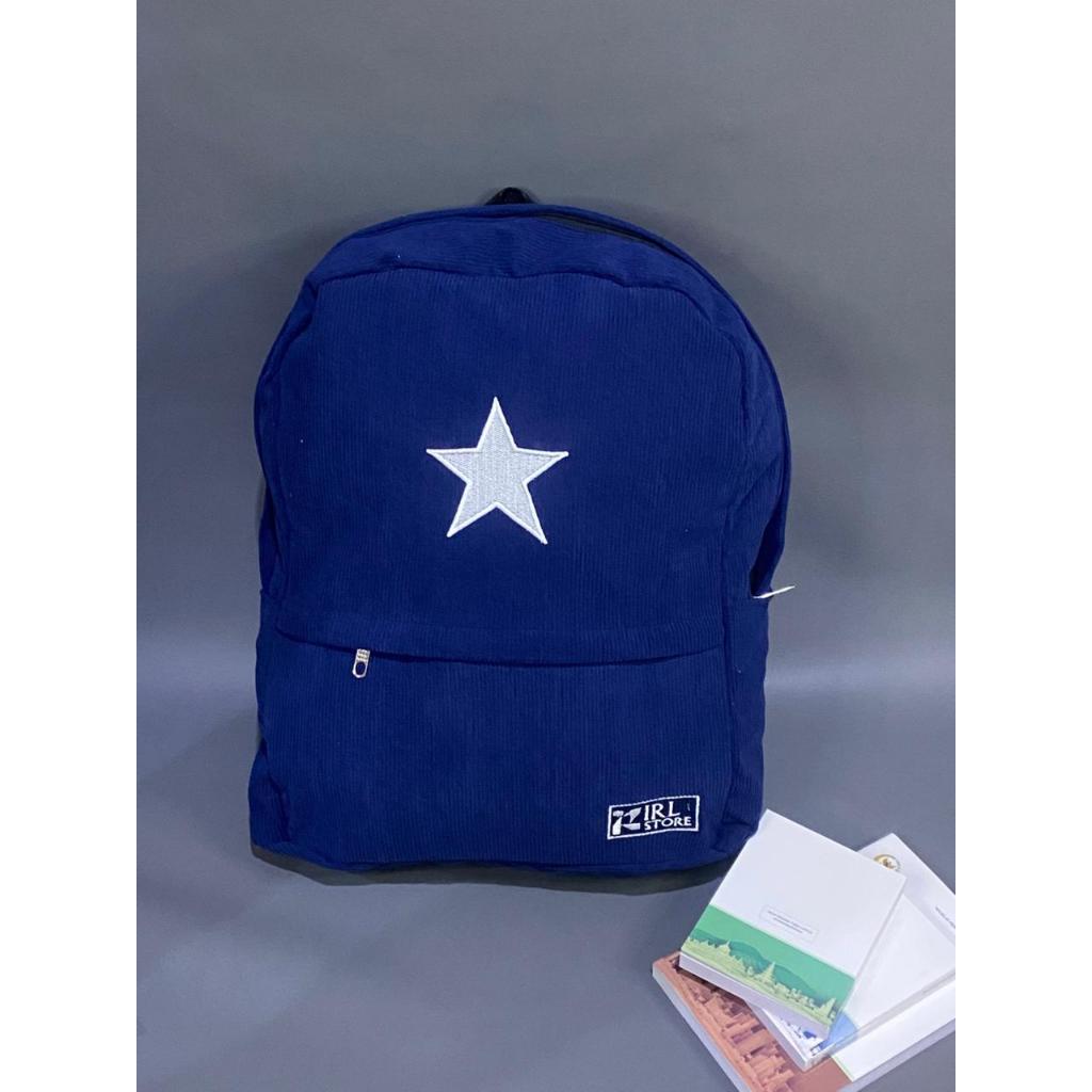 New- TAS RANSEL SEKOLAH STAR CORDUROY BACKPACK CORDUROY PRIA WANITA TAS LAPTOP CORDUROY