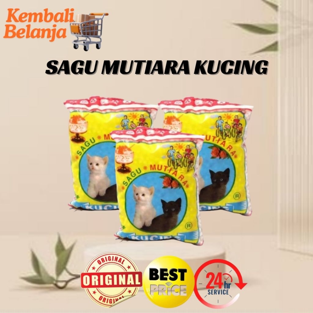 Sagu mutiara Cap Kucing 100 Gram/ Sagu Mutiara Untuk Bubur/ Dawet/ Cendol/ Sagu Mutiara Kucing