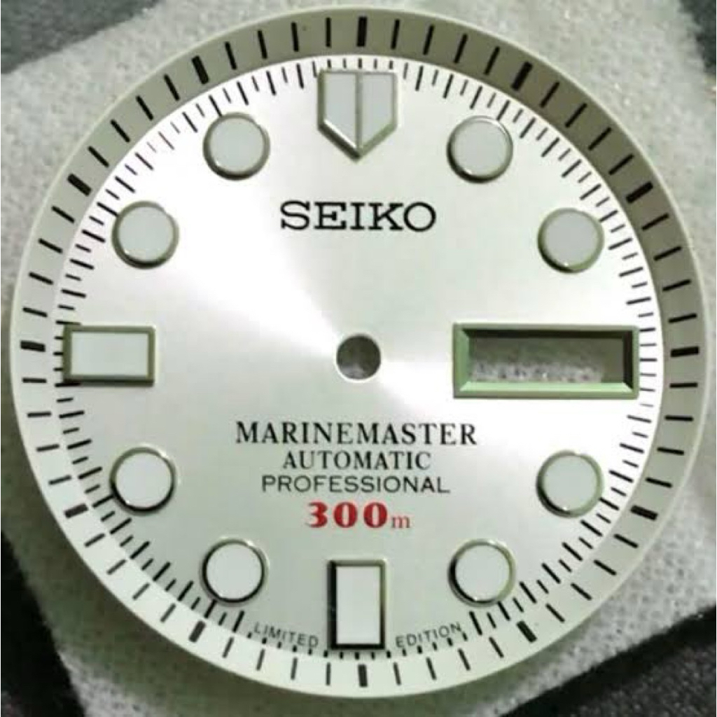 seiko dial GMT marinemaster 300m silver nh35 nh36 7s26 white index silver 28,5mm superlume