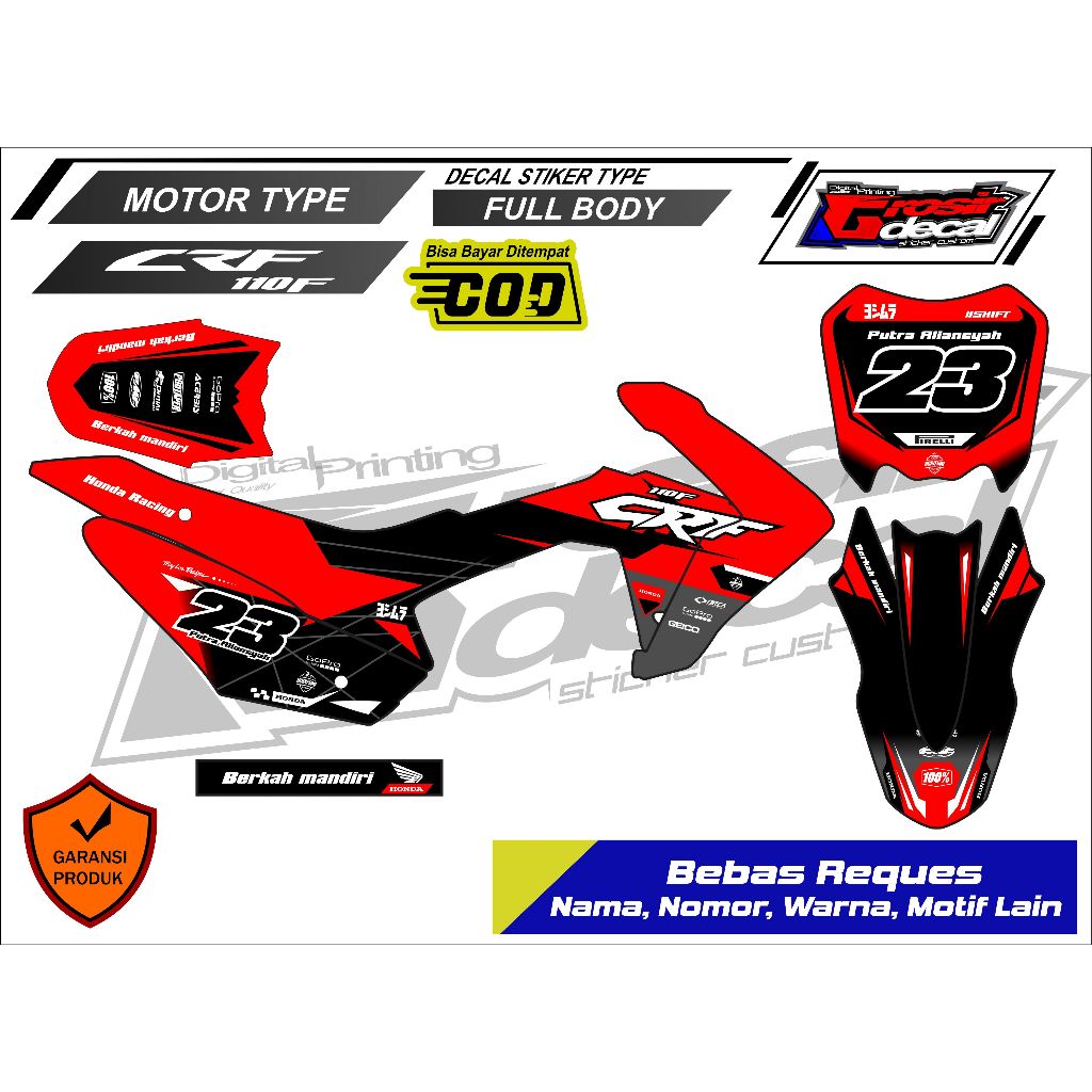 Sticker Stiker Striping Trail Mini Mini Trail CRF 110 Full Body Free Custom