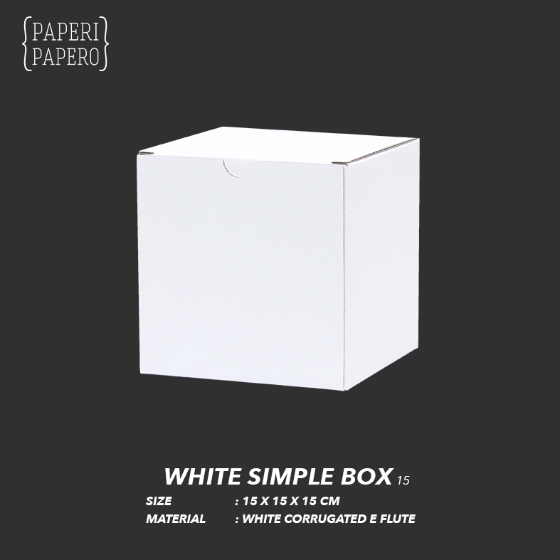 

White Simple Square Box (15 x 15 x 15 cm) - Kotak Mug Gelas Putih Kardus (1 pcs)