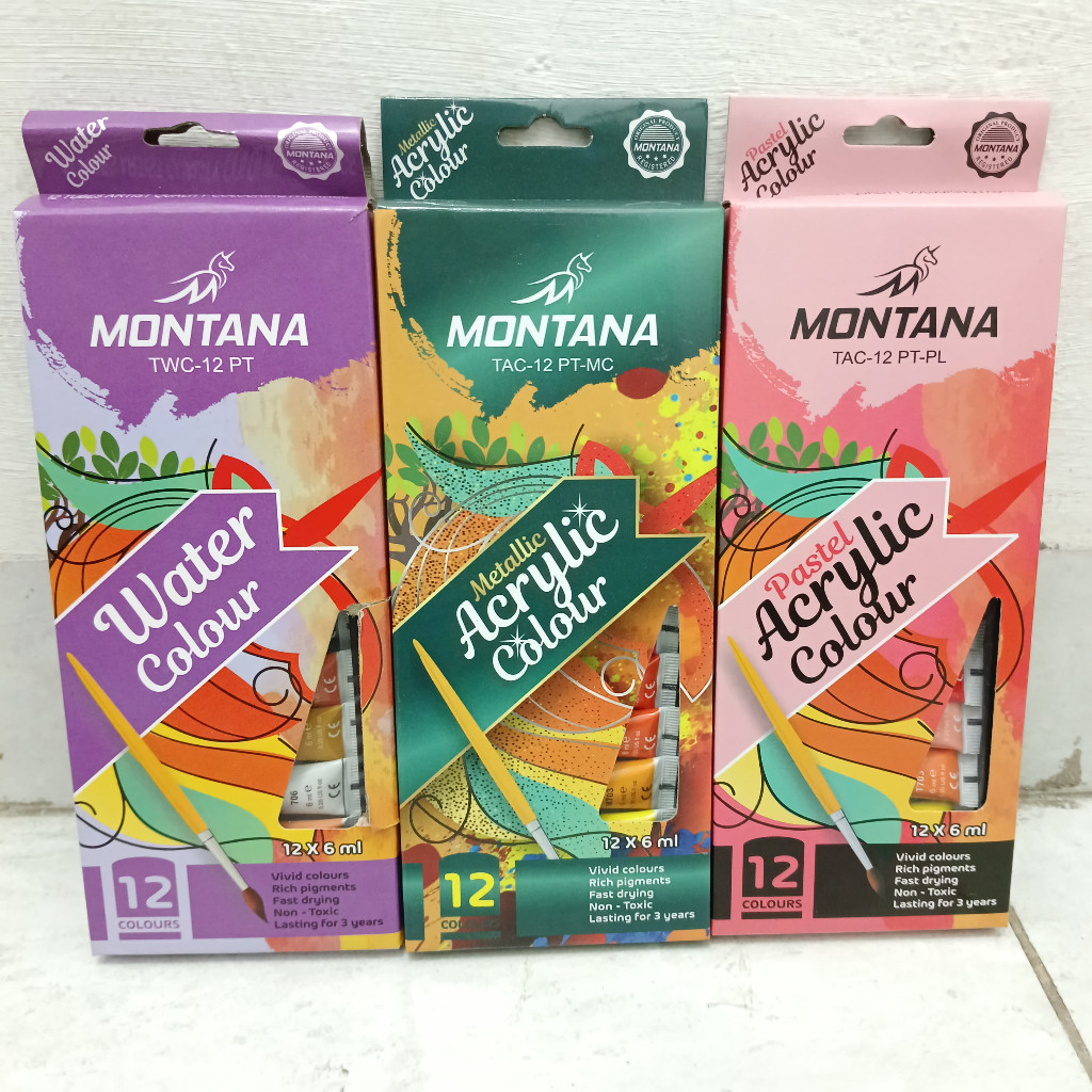 

1 Set isi 12 Pcs Cat Lukis Acrylic Colour MONTANA