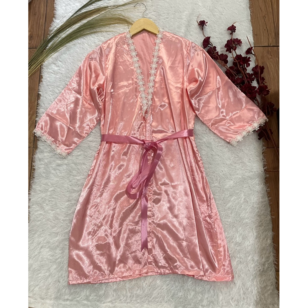 kimono sexy bahan satin