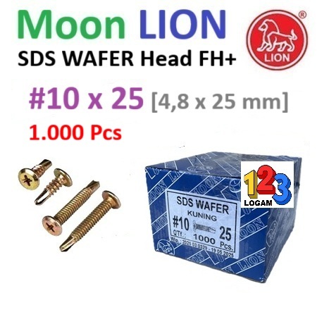 [BOK] SDS Wafer Head #10x25 mm Sekrup Kuning Lisplang GRC Moon LION