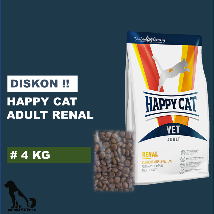 DISKON 1 MAKANAN KUCING HAPPY CAT RENAL UNTUK KESEHATAN GINJAL UKURAN 4KG REPACK