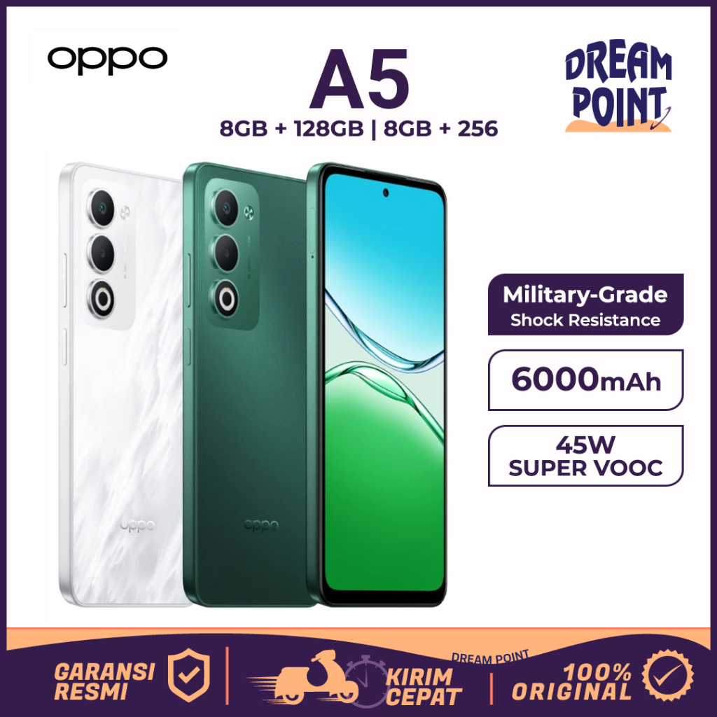 Oppo A5 8GB/128GB & 8GB/256GB Shockproof HP Murah Original 100% HP 2 Jutaan Oppo HP Terbaru 20025