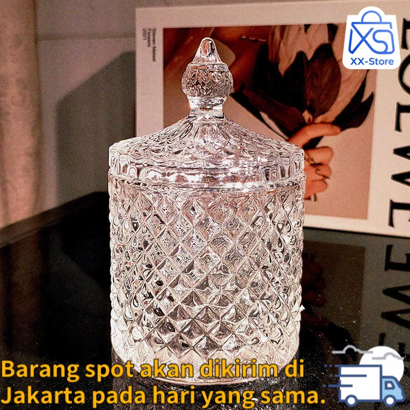 Toples Kaca Kristal Set Mewah Kristal Besar  Toples Kaca Jumbo Mewah Kristal Besar