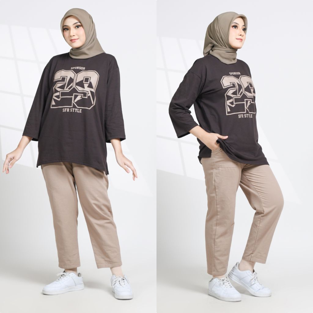 One set celana kaos oversize terbaru Setcel atasan combad oversize wanita