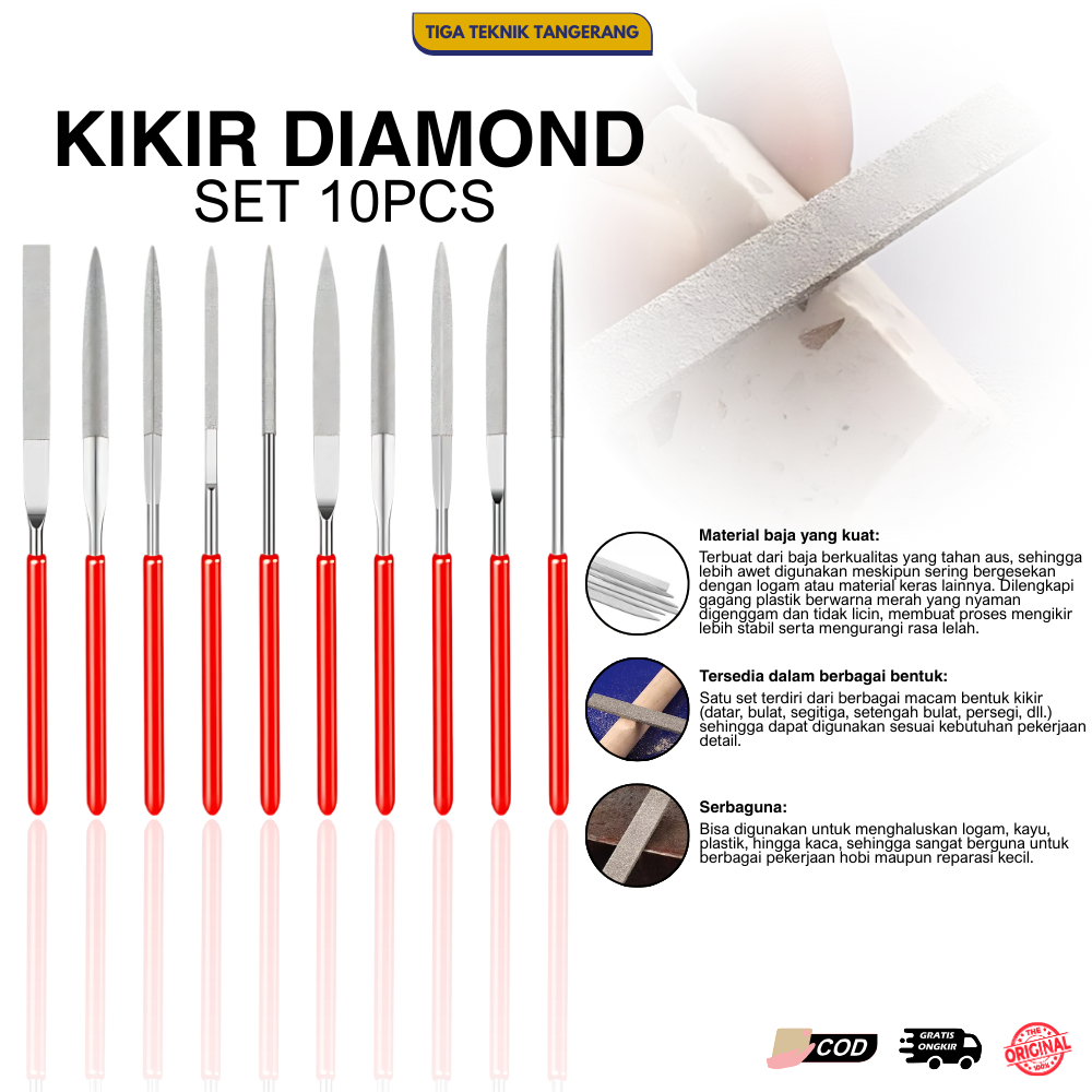 Set Alat Kikir 10pcs Diamond Mini Kikir 140x3mm