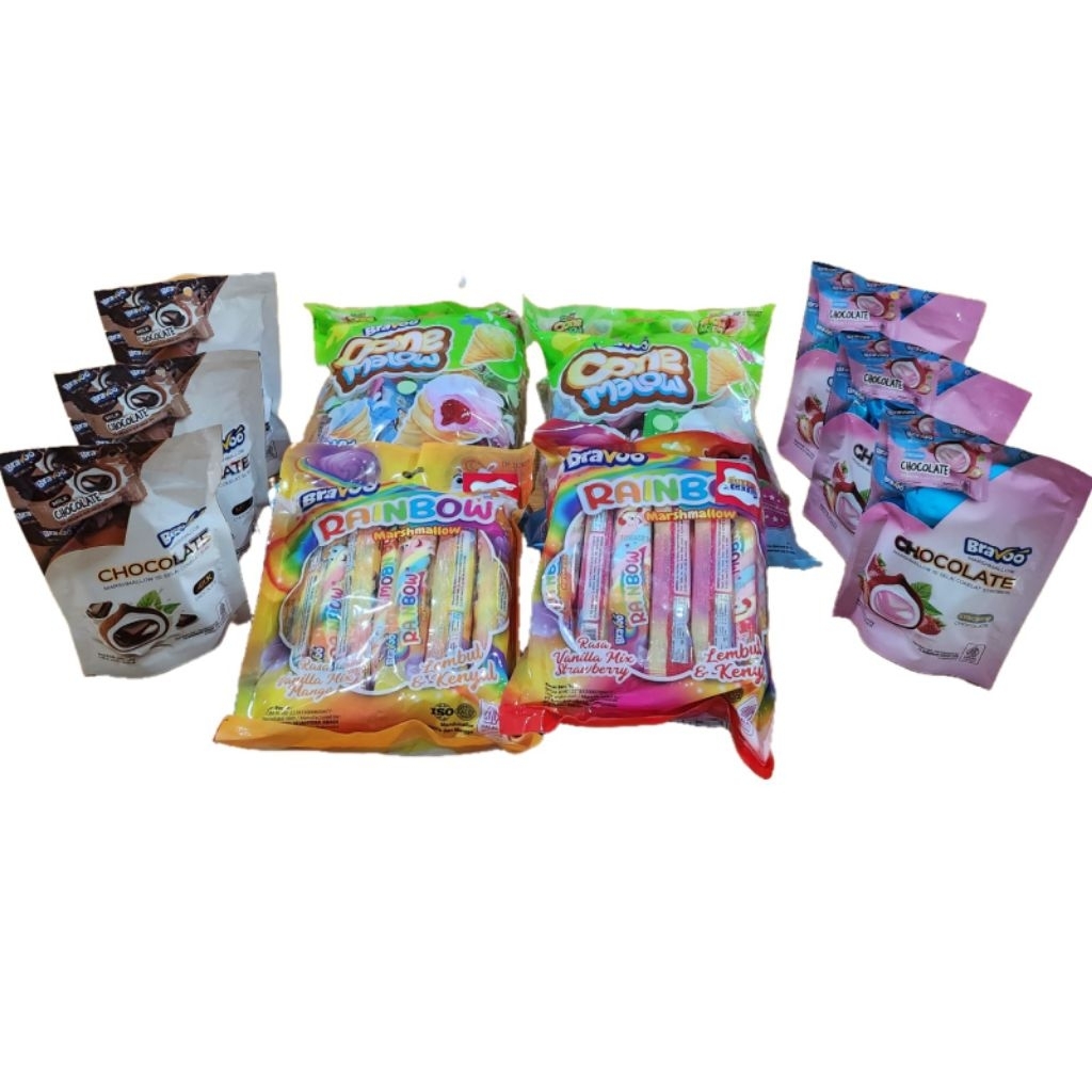 

PAKET SERBU MARSHMALLOW SERBA SERIBU.. 2PAK BRAVO CONE + 2PAK BRAVO RAINBOW + 6PAK BRAVO CHOCO TOTAL 110PCS