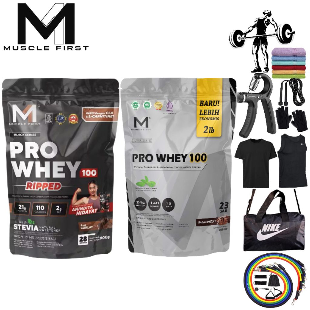 ORIGINAL MuscleFirst - Pro Whey 2lbs & Pro Whey Ripped 2lbs / Whey Protein + Fatburner Cutting /