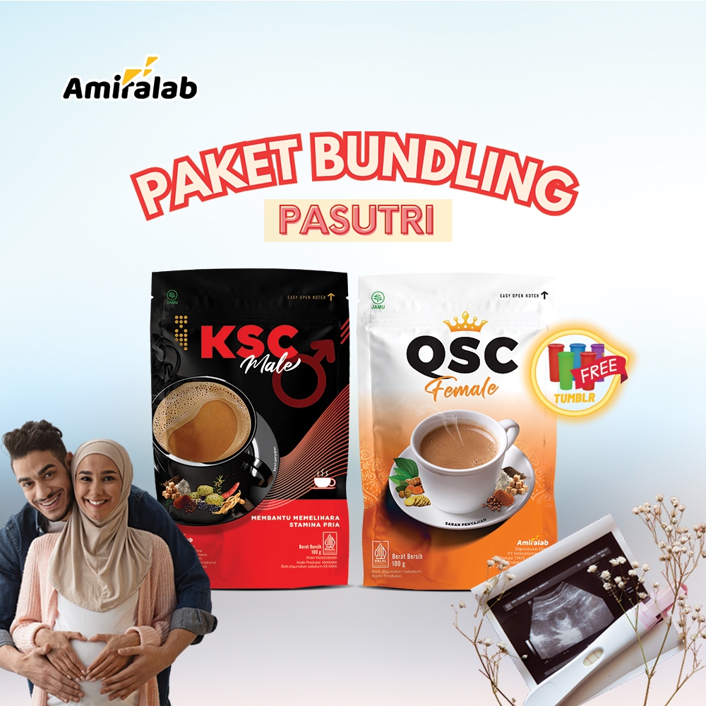 

PAKET COMBO PROMIL (FREE TUMBLER) AMIRALAB Garis Dua Pasangan Pasutri Bahagia Pria Wanita QSC FEMALE & KSC MALE 100 gr