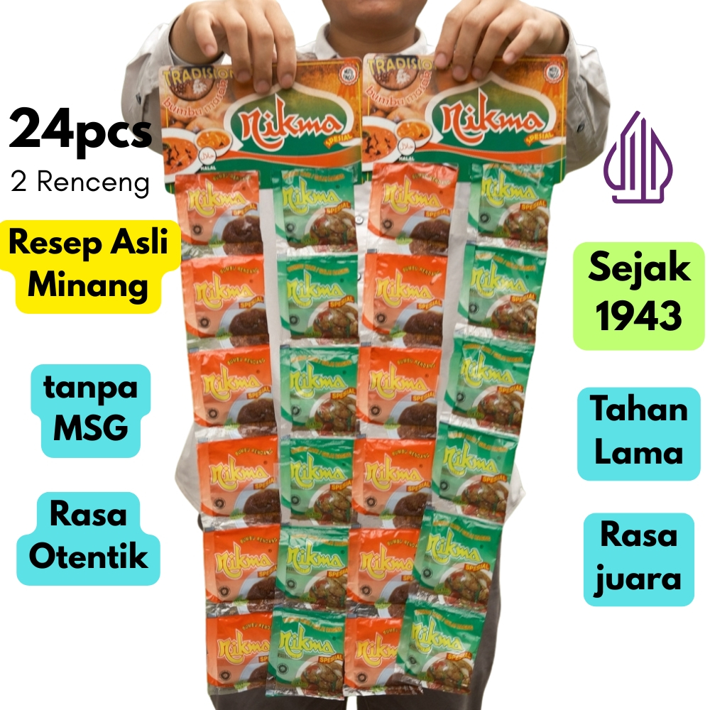

24 Sachet Bumbu Instan Hemat Rendang Gulai Padang Halal Asli Minang Cocok Idul Adha Puasa