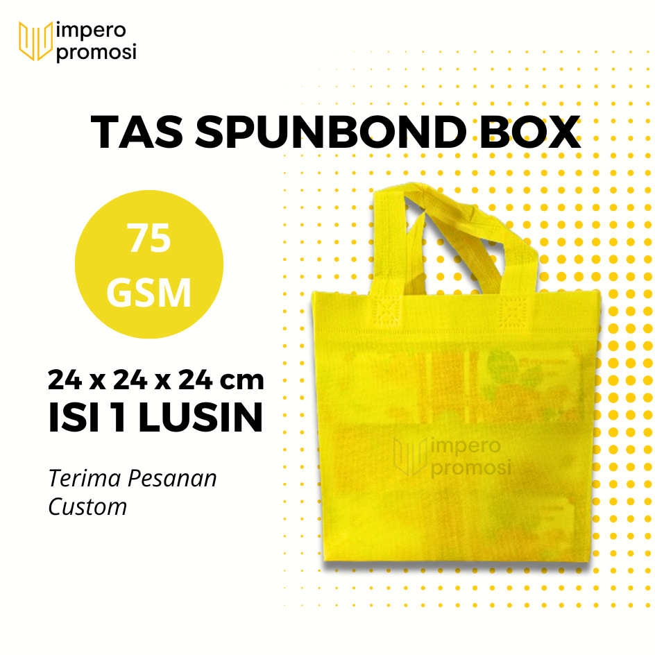 

Impero - GOODIE BAG SPUNBOND BOX 24x24x24/ Harga Satuan / Kantong Belanja Murah Warna Kuning